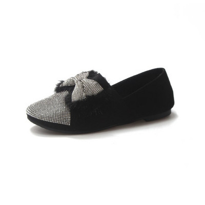 Mocasini moderni de dama cu pietre decorative si puf in doua culori