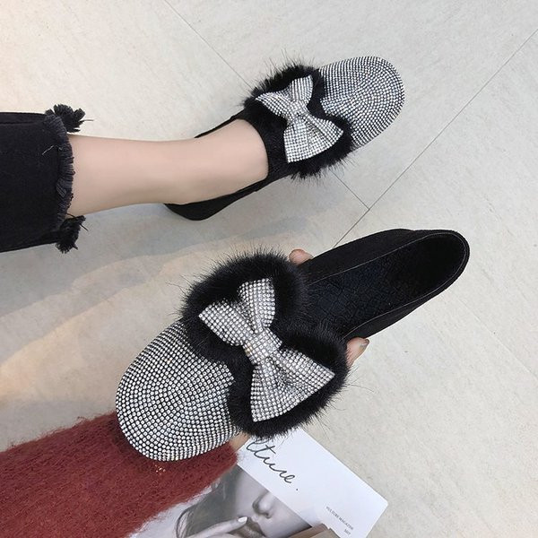 Mocasini moderni de dama cu pietre decorative si puf in doua culori