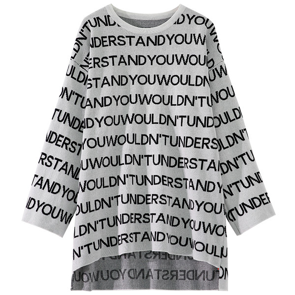 Μοντέρνο γυναικείο πουλόβερ  σε μακρύ σχέδιο σε δύο χρώματα