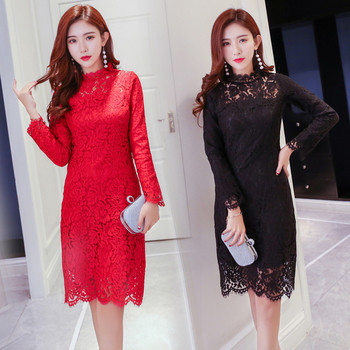 Κομψό γυναικείο φόρεμα από  δαντέλα σε τρία χρώματα