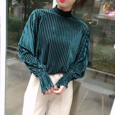 Модерна дамска блуза с широки ръкави в няколко цвята