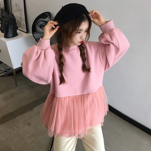 Καθημερινό γυναικείο πουκάμισο με τούλι σε μπλε και ροζ χρώμα