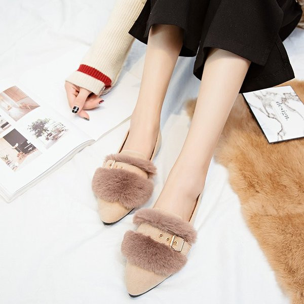 Mocasini moderni de dama cu puf si catarama metalica in trei culori