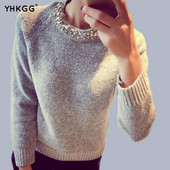 Pulover elegant de dama cu pietre decorative in alb, verde si negru