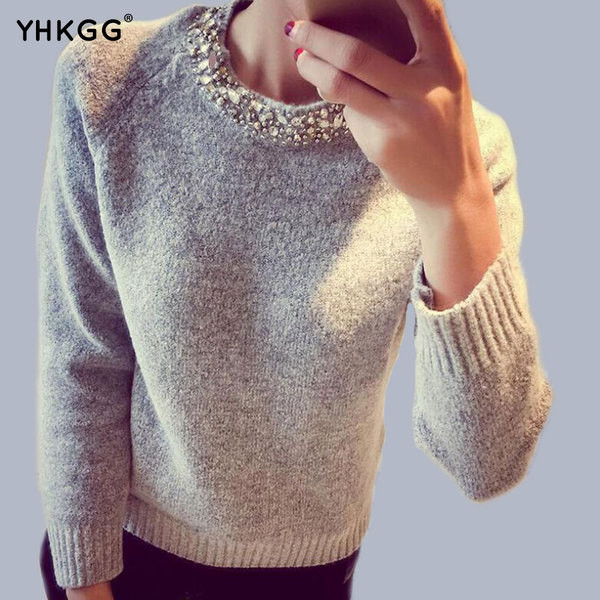 Pulover elegant de dama cu pietre decorative in alb, verde si negru