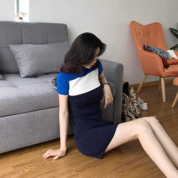 Rochie casual de dama tricolora