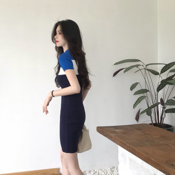 Rochie casual de dama tricolora