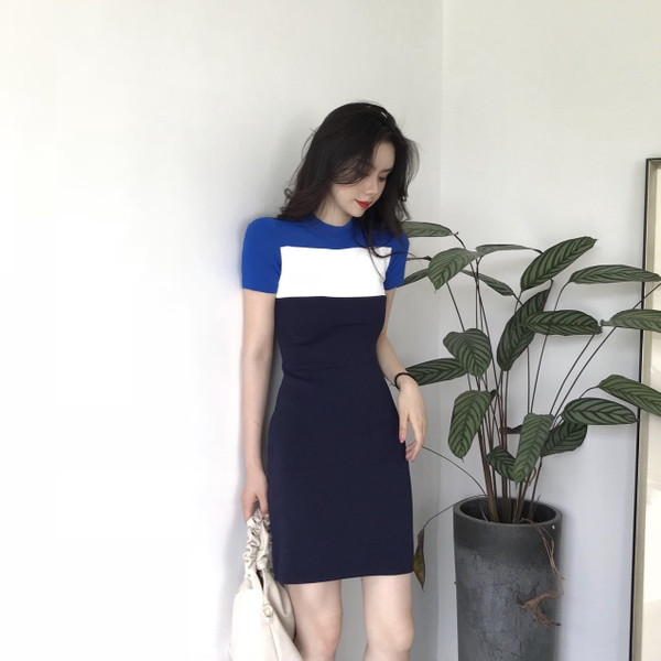 Rochie casual de dama tricolora