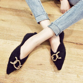 Mocasini moderni de dama cu decor metalic in doua culori