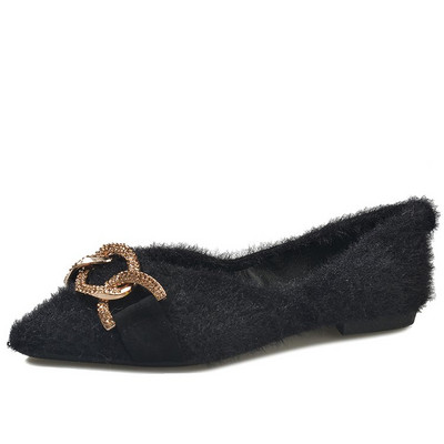 Mocasini moderni de dama cu decor metalic in doua culori