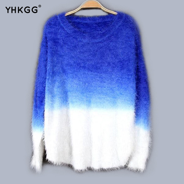 Pulover gros de dama modern in doua culori irizate