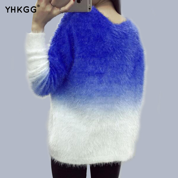 Pulover gros de dama modern in doua culori irizate