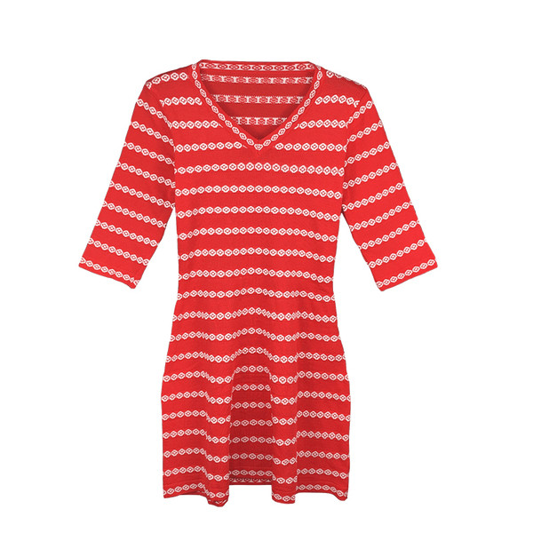 Дамска рокля в два цвята - черен и червен