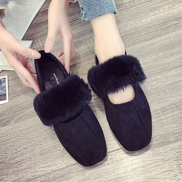 Mocasini moderni de dama din piele intoarsa ecologica cu puf in trei culori