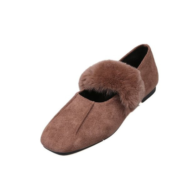 Mocasini moderni de dama din piele intoarsa ecologica cu puf in trei culori