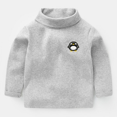 Детска блуза в няколко цвята с висока О-образна яка и бродерия