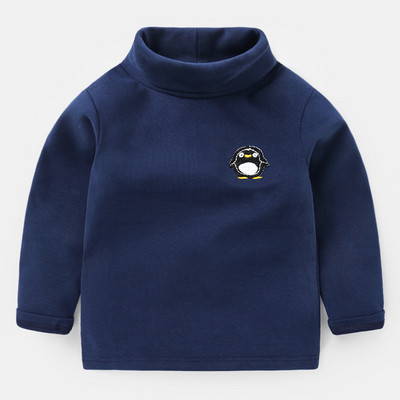 Детска блуза в няколко цвята с висока О-образна яка и бродерия