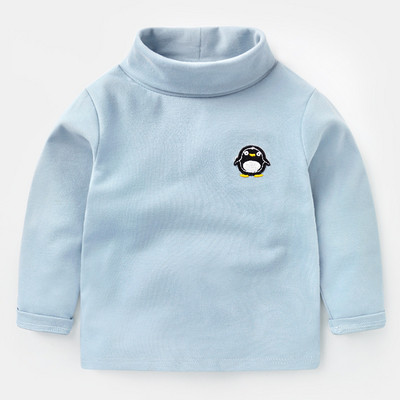 Детска блуза в няколко цвята с висока О-образна яка и бродерия