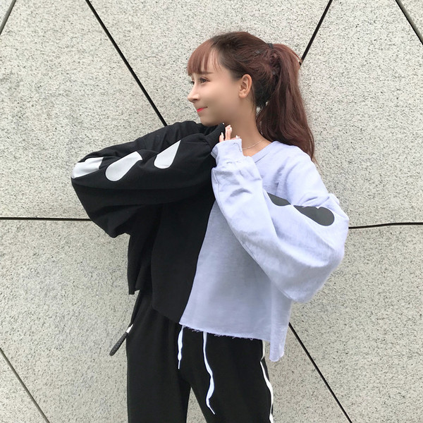 Bluza de dama model larg cu aplicatii in doua culori