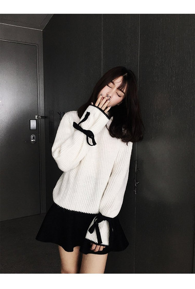 Pulover elegant de dama cu cravate in mai multe culori