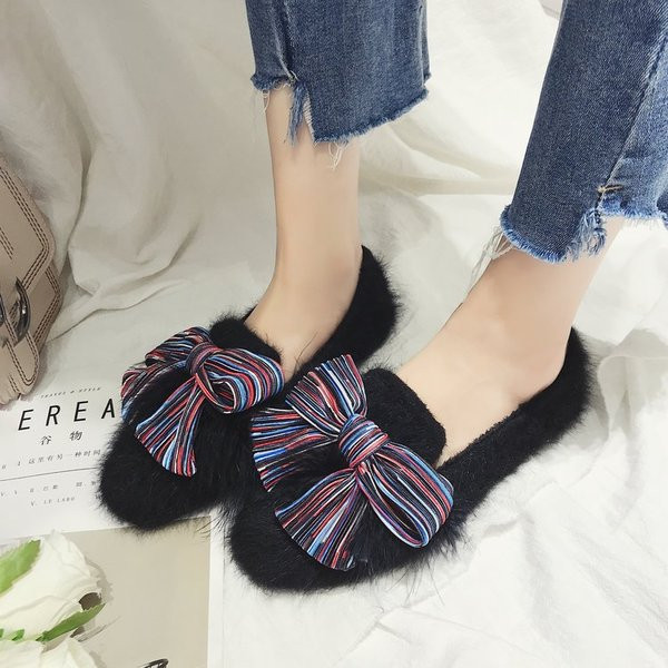 Model actual de mocasini de dama cu panglica colorata - doua culori