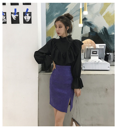 Bluza de dama eleganta cu guler inalt in trei culori