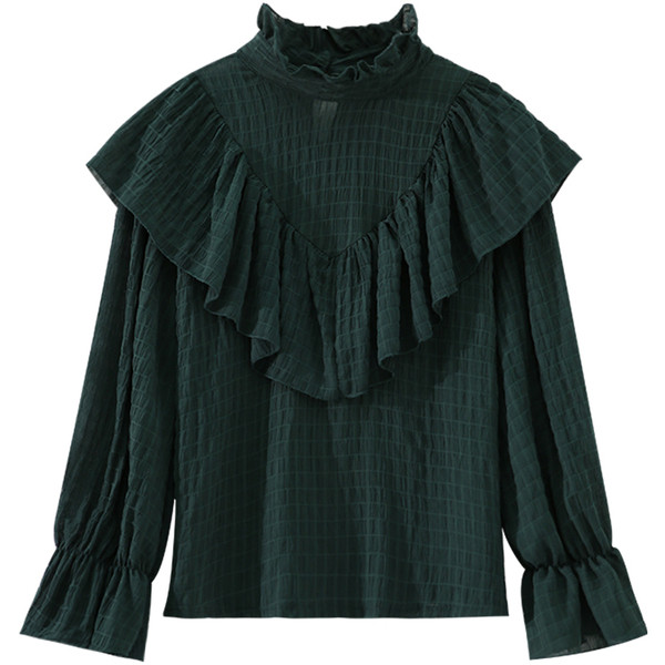 Bluza de dama eleganta cu guler inalt in trei culori