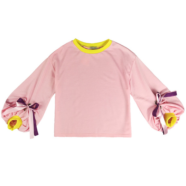 NOU Bluză de damă modernă colorată, cu legături elementare la mâneci