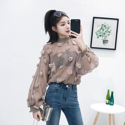 Bluza de dama transparenta cu elemente 3D in trei culori