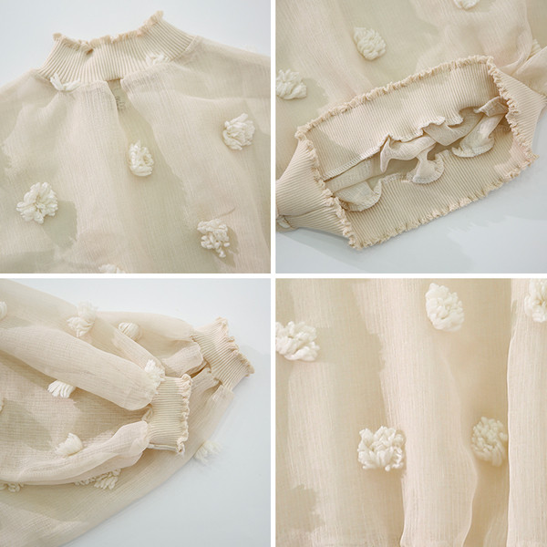 Bluza de dama transparenta cu elemente 3D in trei culori