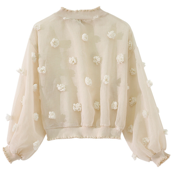 Bluza de dama transparenta cu elemente 3D in trei culori