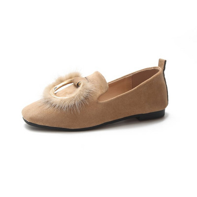 Стилни дамски мокасини с метална декорация от еко велур в два цвята