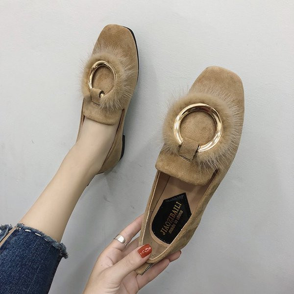 Стилни дамски мокасини с метална декорация от еко велур в два цвята