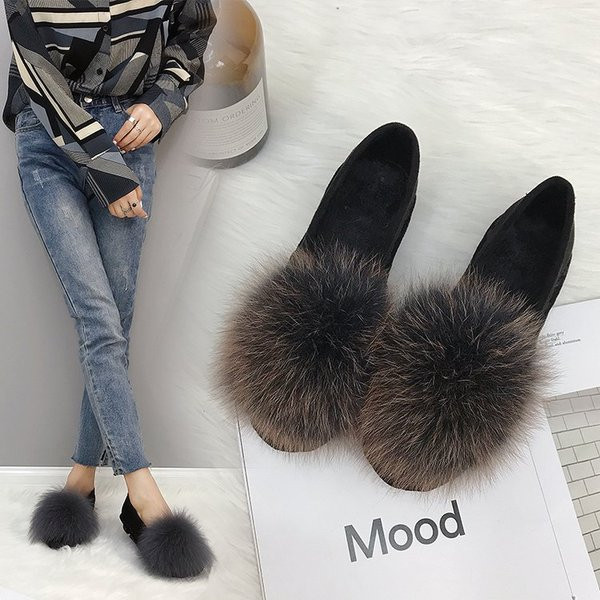 Mocasini casual dama din piele intoarsa ecologica cu puf in mai multe culori