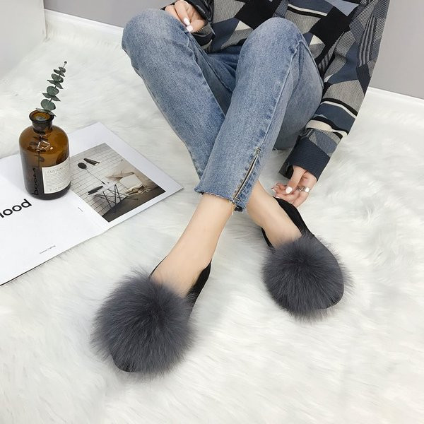 Mocasini casual dama din piele intoarsa ecologica cu puf in mai multe culori