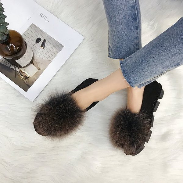 Mocasini casual dama din piele intoarsa ecologica cu puf in mai multe culori