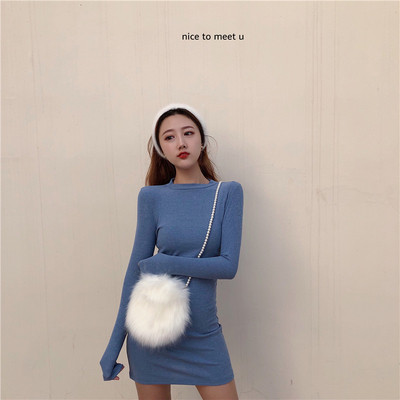 Ежедневна дамска рокля с дълъг ръкав в няколко цвята