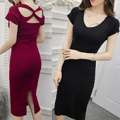 Κομψό γυναικείο φόρεμα με ντεκολτέ σε σχήμα V σε τρία χρώματα