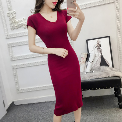 Κομψό γυναικείο φόρεμα με ντεκολτέ σε σχήμα V σε τρία χρώματα