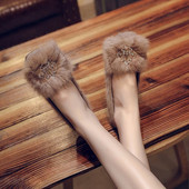 Model nou de mocasini de dama cu decor metalic si puf in doua culori