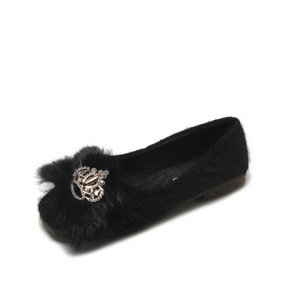 Model nou de mocasini de dama cu decor metalic si puf in doua culori