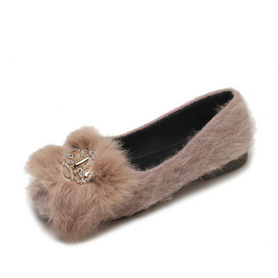 Model nou de mocasini de dama cu decor metalic si puf in doua culori