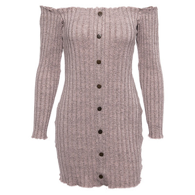 Модерна дамска рокля с голи рамене в четири цвята