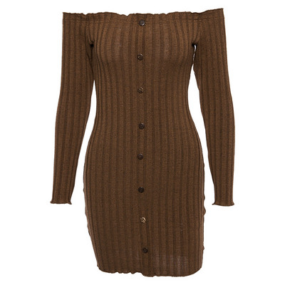 Модерна дамска рокля с голи рамене в четири цвята