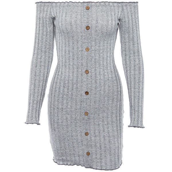 Модерна дамска рокля с голи рамене в четири цвята