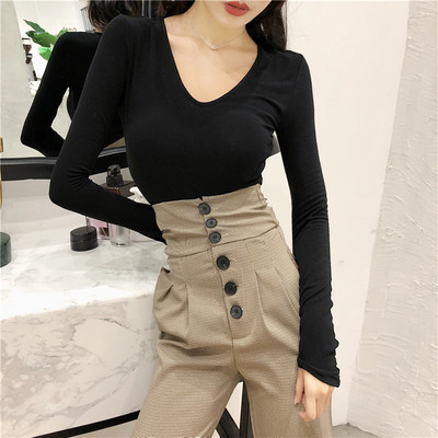 Bluză de damă model uni cu mâneci lungi în trei culori