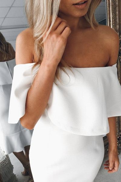 Rochie elegantă de damă cu umerii goi în patru culori