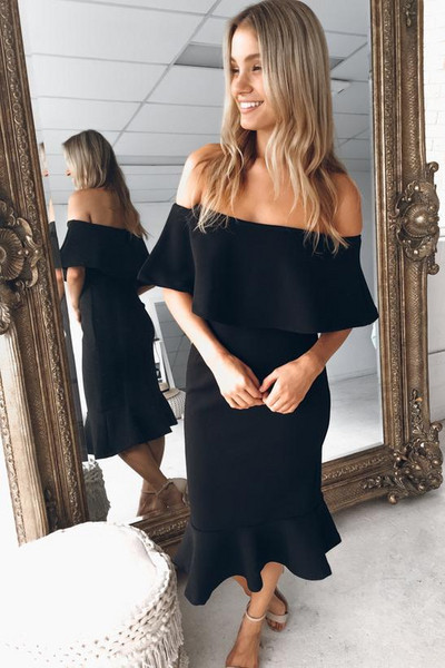 Rochie elegantă de damă cu umerii goi în patru culori