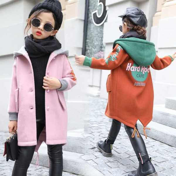 Palton elegant pentru fete pentru copii cu inscripție