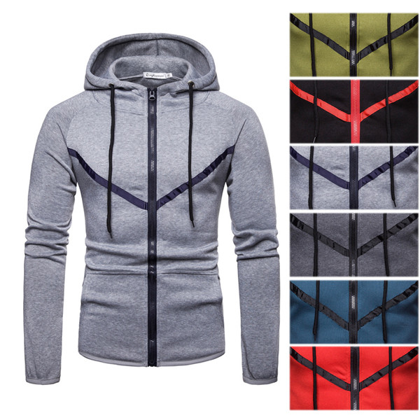 Férfi pulóver cipzárral és kapucnival, különböző színekben